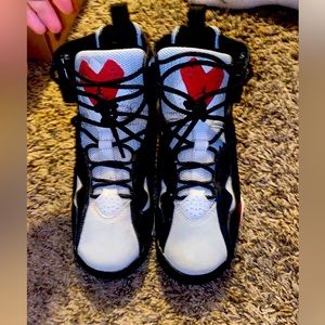 Jordan true flights,  varsity red and wolf grey, size is 6Y